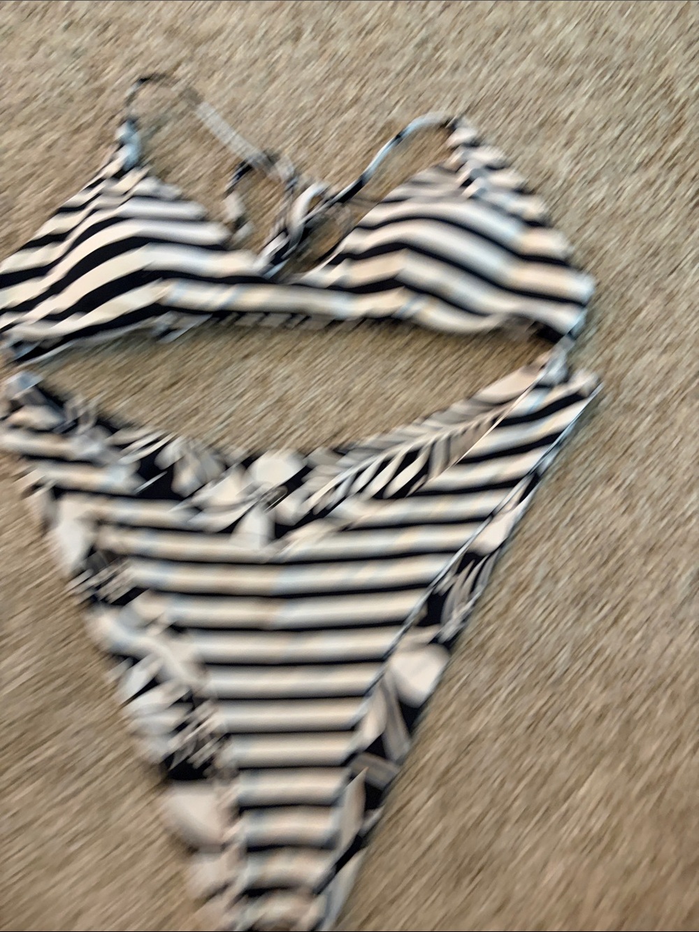 Roxy Black and White Floral & Stripe Reversible Bikini Set - Picture 4 of 5